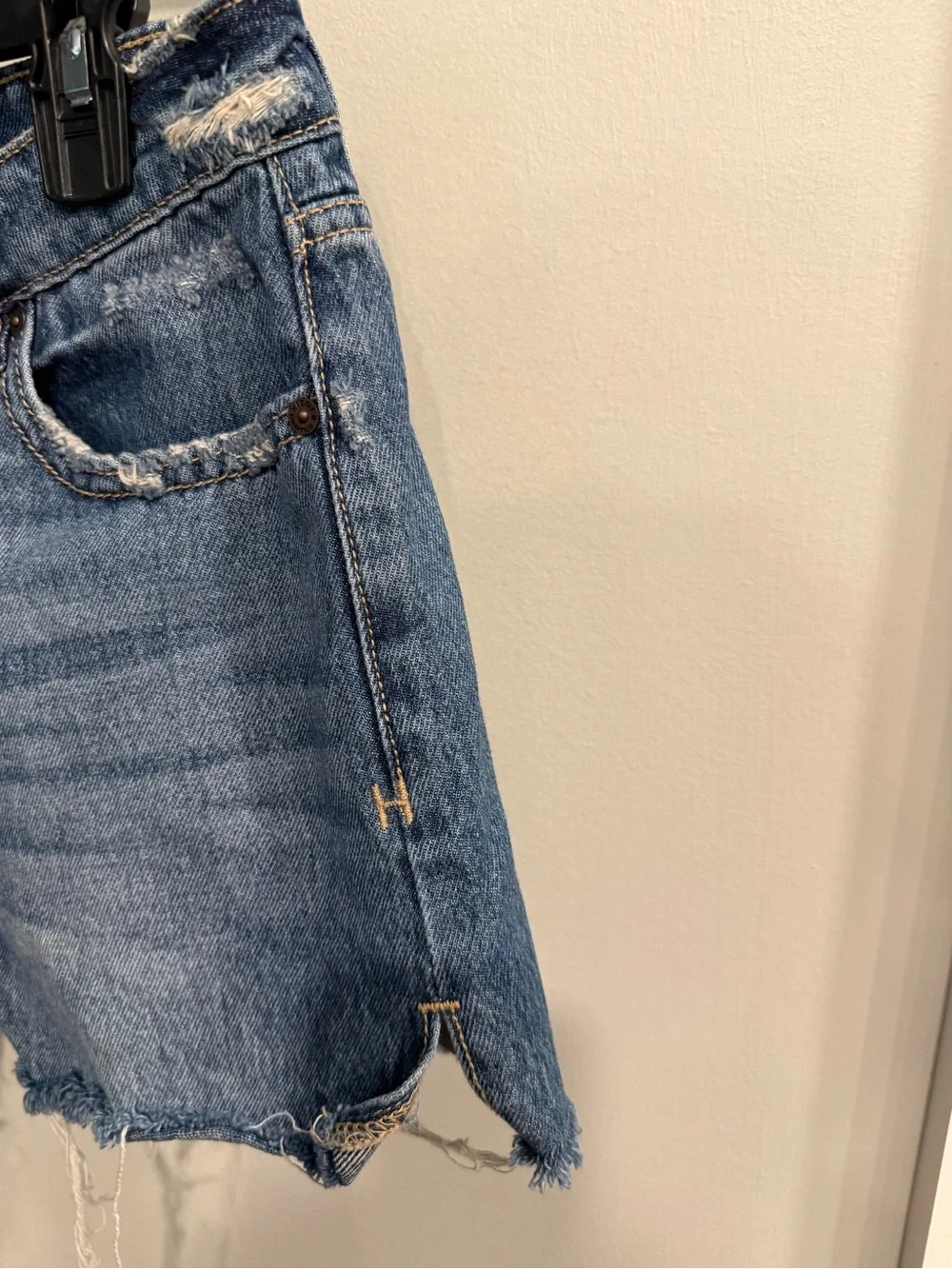 Hidden Los Angeles Medium Blue Distressed Denim Shorts
